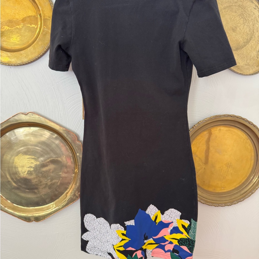 Adidas HER Studio London t-shirt Black Dress with Vibrant Floral Design - Picture 6 of 7